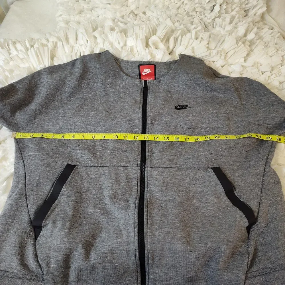 Nike Jacket Womens XL Gray Fleece Full Zip Collarless Sweatshirt Layering